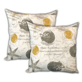 Set Of Three 18" X 18" White And Beige Seashells Zippered Nautical Throw Indoor Outdoor Pillow