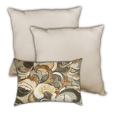 Set Of Three 18" X 18" White And Beige Zippered Solid Color Throw Indoor Outdoor Pillow