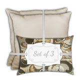 Set Of Three 18" X 18" White And Beige Zippered Solid Color Throw Indoor Outdoor Pillow