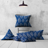 Set Of Three 20" X 20" Blue And White Blown Seam Coastal Throw Indoor Outdoor Pillow