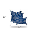 Set Of Three 20" X 20" Blue And White Enveloped Coastal Throw Indoor Outdoor Pillow