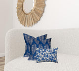 Set Of Three 20x20 Blue And White Blown Seam Polyester Coastal Throw Pillows