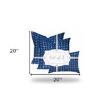 Set Of Three 20" X 20" Blue And White Enveloped Gingham Throw Indoor Outdoor Pillow