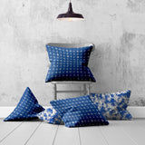 Set Of Three 20" X 20" Blue And White Enveloped Coastal Throw Indoor Outdoor Pillow