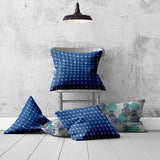 Set Of Three 20" X 20" Blue And White Enveloped Floral Throw Indoor Outdoor Pillow