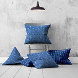 Set Of Three 20" X 20" Blue And White Enveloped Coastal Throw Indoor Outdoor Pillow Cover