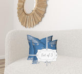 Set Of Three 20" X 20" Blue And White Crab Zippered Coastal Throw Indoor Outdoor Pillow Cover