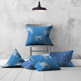 Set Of Three 20" X 20" Blue And White Crab Zippered Coastal Throw Indoor Outdoor Pillow Cover