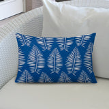 12" X 18" Blue And White Enveloped Tropical Lumbar Indoor Outdoor Pillow Cover