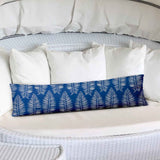 12" X 48" Blue And White Enveloped Tropical Lumbar Indoor Outdoor Pillow