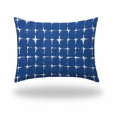 12" X 16" Blue And White Zippered Abstract Lumbar Indoor Outdoor Pillow Cover