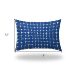 12" X 18" Blue And White Enveloped Abstract Lumbar Indoor Outdoor Pillow Cover