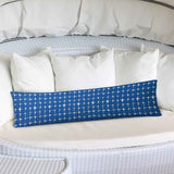 12" X 48" Blue And White Blown Seam Gingham Lumbar Indoor Outdoor Pillow