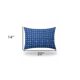 14" X 20" Blue And White Enveloped Abstract Lumbar Indoor Outdoor Pillow Cover