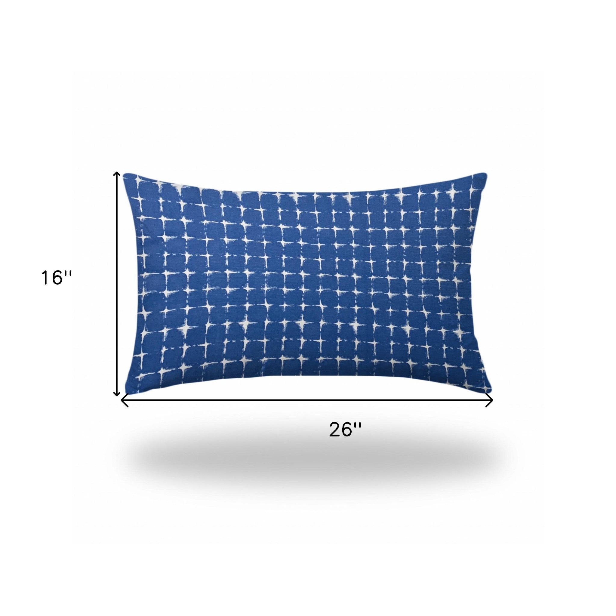 16" X 26" Blue And White Enveloped Abstract Lumbar Indoor Outdoor Pillow