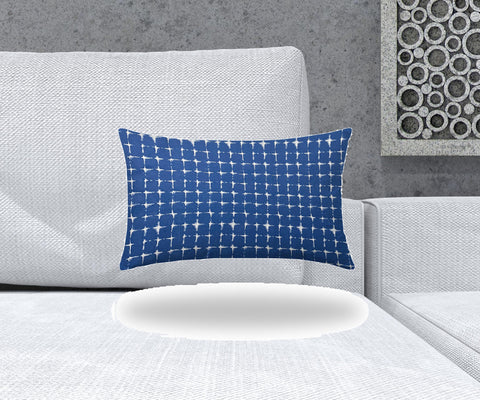 16" X 26" Blue And White Zippered Abstract Lumbar Indoor Outdoor Pillow Cover