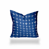 12" X 12" Blue And White Zippered Gingham Throw Indoor Outdoor Pillow