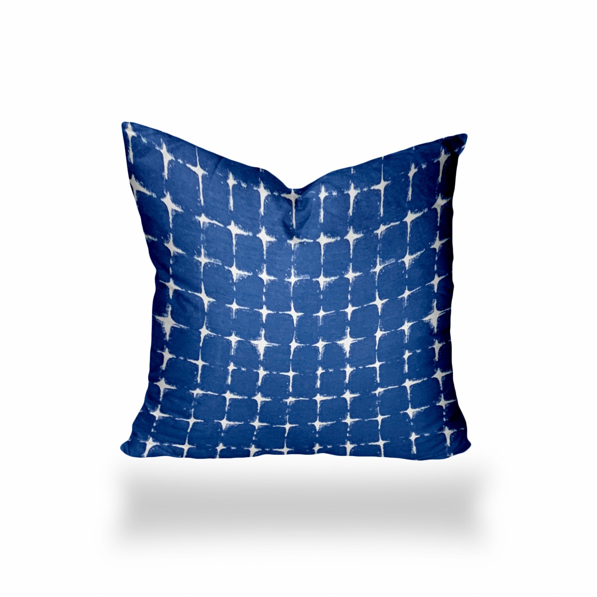 16" X 16" Blue And White Enveloped Gingham Throw Indoor Outdoor Pillow Cover