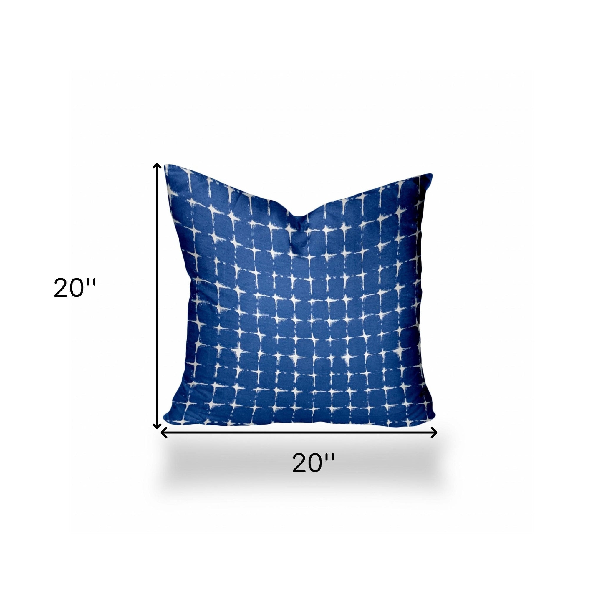 20" X 20" Blue And White Enveloped Gingham Throw Indoor Outdoor Pillow Cover