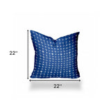 22" X 22" Blue And White Enveloped Gingham Throw Indoor Outdoor Pillow