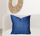 26" X 26" Blue And White Zippered Gingham Throw Indoor Outdoor Pillow