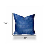 36" X 36" Blue And White Enveloped Gingham Throw Indoor Outdoor Pillow Cover