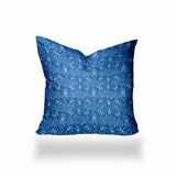 26" X 26" Blue And White Enveloped Ikat Throw Indoor Outdoor Pillow Cover