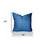 36" X 36" Blue And White Enveloped Ikat Throw Indoor Outdoor Pillow Cover