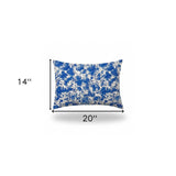 14" X 20" Blue And White Enveloped Lumbar Indoor Outdoor Pillow Cover