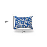 24" X 36" Blue And White Enveloped Coastal Lumbar Indoor Outdoor Pillow Cover