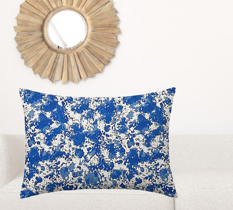 24" X 36" Blue And White Enveloped Coastal Lumbar Indoor Outdoor Pillow