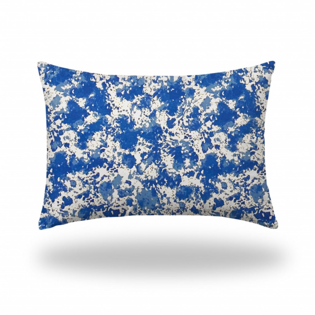 24" X 36" Blue And White Zippered Coastal Lumbar Indoor Outdoor Pillow