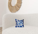 12" X 12" Blue And White Enveloped Throw Indoor Outdoor Pillow Cover