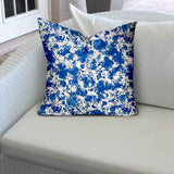 14" X 14" Blue And White Enveloped Coastal Throw Indoor Outdoor Pillow Cover