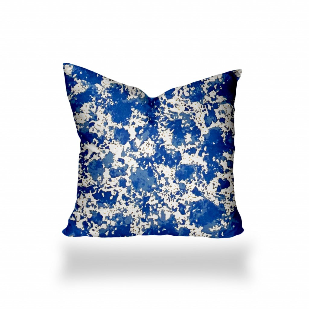 14" X 14" Blue And White Enveloped Coastal Throw Indoor Outdoor Pillow