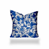 16" X 16" Blue And White Blown Seam Coastal Throw Indoor Outdoor Pillow