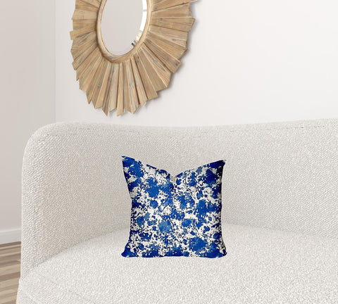 16" X 16" Blue And White Blown Seam Coastal Throw Indoor Outdoor Pillow