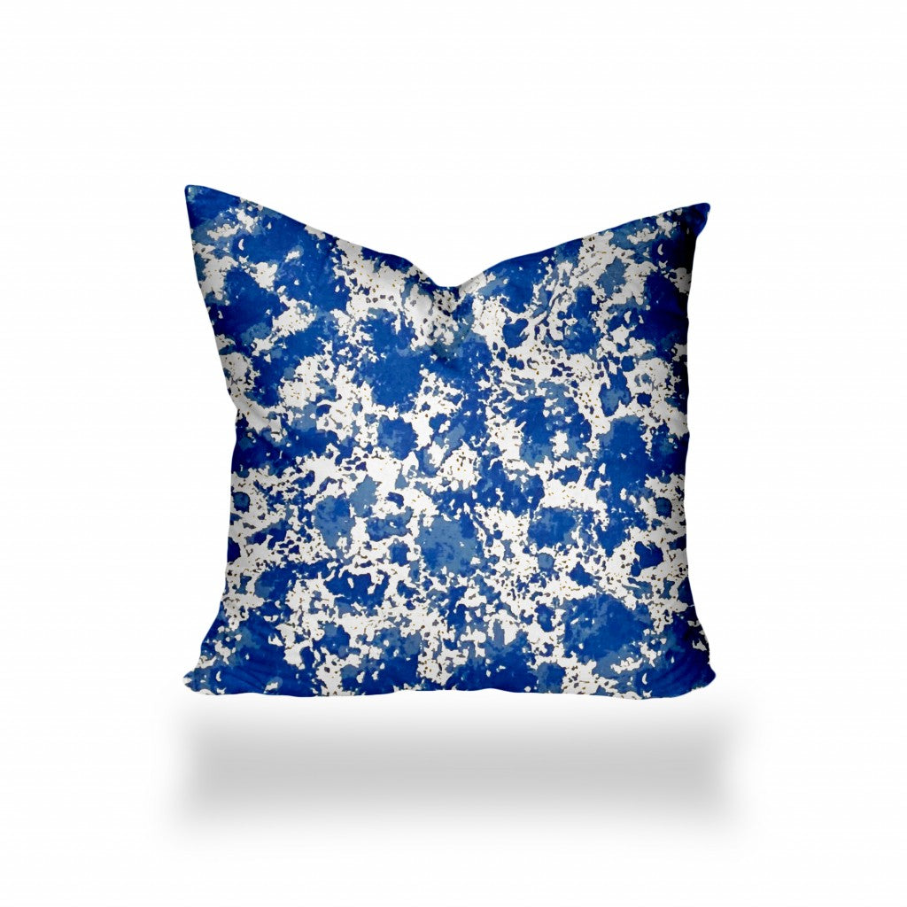 17" X 17" Blue And White Enveloped Coastal Throw Indoor Outdoor Pillow