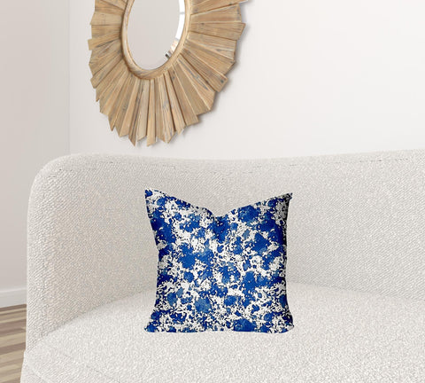 18" X 18" Blue And White Enveloped Coastal Throw Indoor Outdoor Pillow Cover