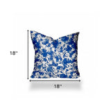 18" X 18" Blue And White Enveloped Coastal Throw Indoor Outdoor Pillow