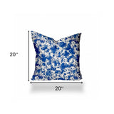 20" X 20" Blue And White Enveloped Coastal Throw Indoor Outdoor Pillow Cover