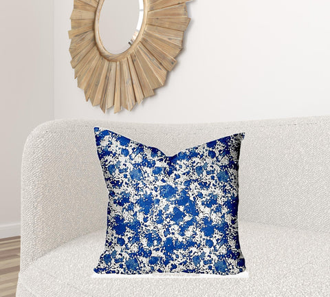 24" X 24" Blue And White Enveloped Coastal Throw Indoor Outdoor Pillow Cover