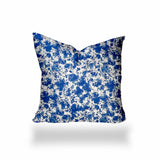 26" X 26" Blue And White Enveloped Coastal Throw Indoor Outdoor Pillow Cover