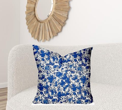 26" X 26" Blue And White Blown Seam Coastal Throw Indoor Outdoor Pillow