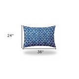 24" X 36" Blue And White Zippered Geometric Lumbar Indoor Outdoor Pillow Cover