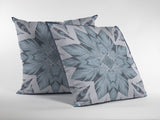 16" Blue Floral Forest Zippered Suede Throw Pillow