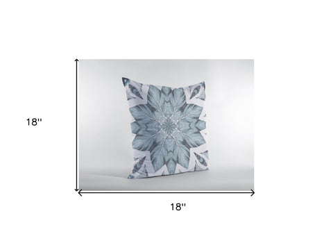 18" Blue Floral Forest Zippered Suede Throw Pillow