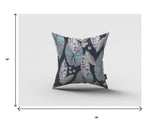 16” Blue Purple Tropical Leaf Zippered Suede Throw Pillow