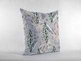 16” Blue Purple Tropical Leaf Zippered Suede Throw Pillow