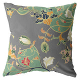 18" Green Gray Garden Zippered Suede Throw Pillow